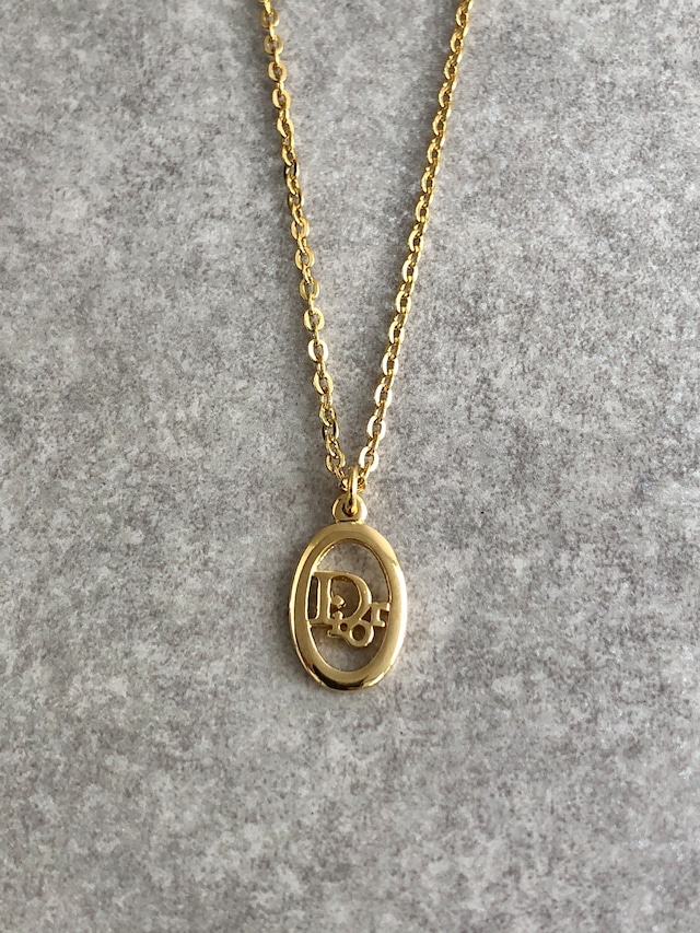 Christian Dior クリスチャン ディオール ネックレス ゴールド Diorロゴ オーバル vintage ヴィンテージ オールド b3nfby