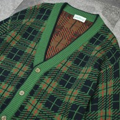 design tartan check cardigan green