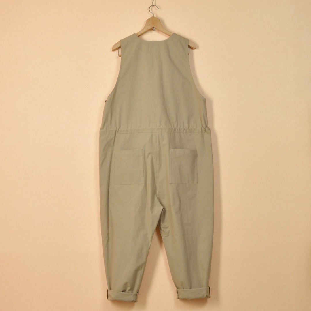 atelier naruse アトリエナルセ ヴィンテージ馬布コットンオーバーオール・ベージュ 人気のオーバーオールが再登場【送料無料】