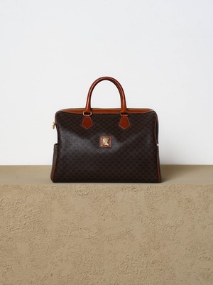 CELINE セリーヌ マカダム トリオンフ ボストン レザー ハンドバッグ