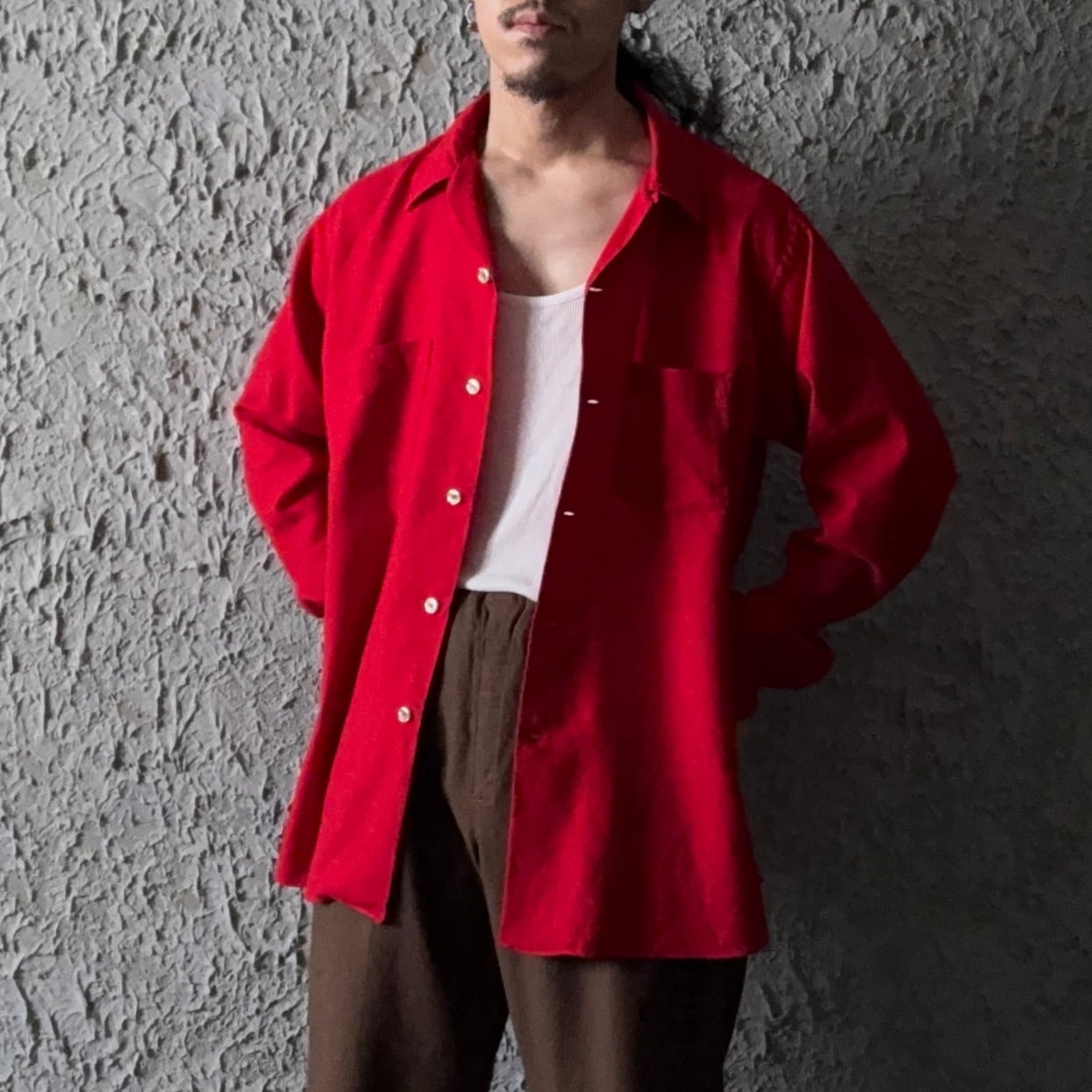 60s ARROW Open collar cotton wool shirt | used & vintage WATARU