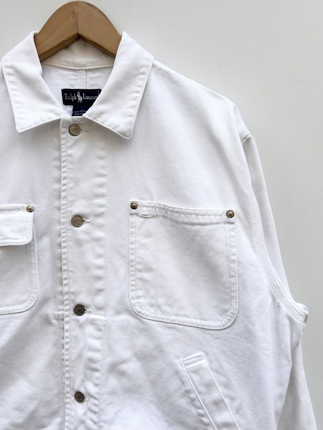 80〜90s Ralph Lauren "WHITE DENIM" WORK JACKET Size L