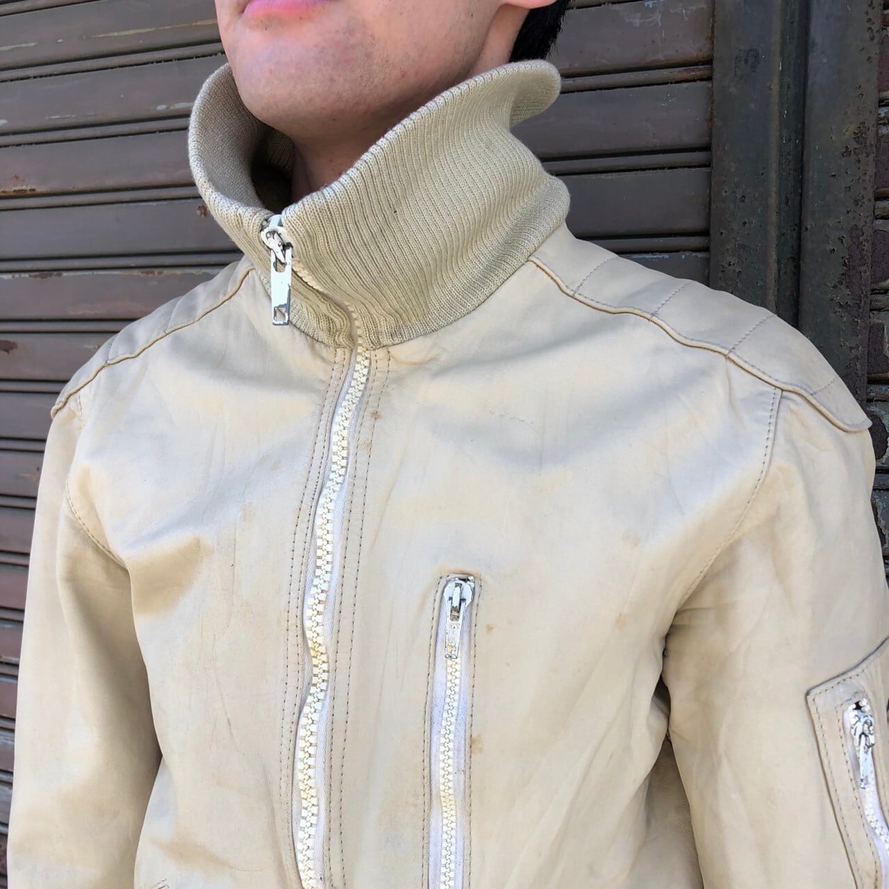 希少カラー】ヴィンテージ レザージャケット 80s エポレット 一点物  