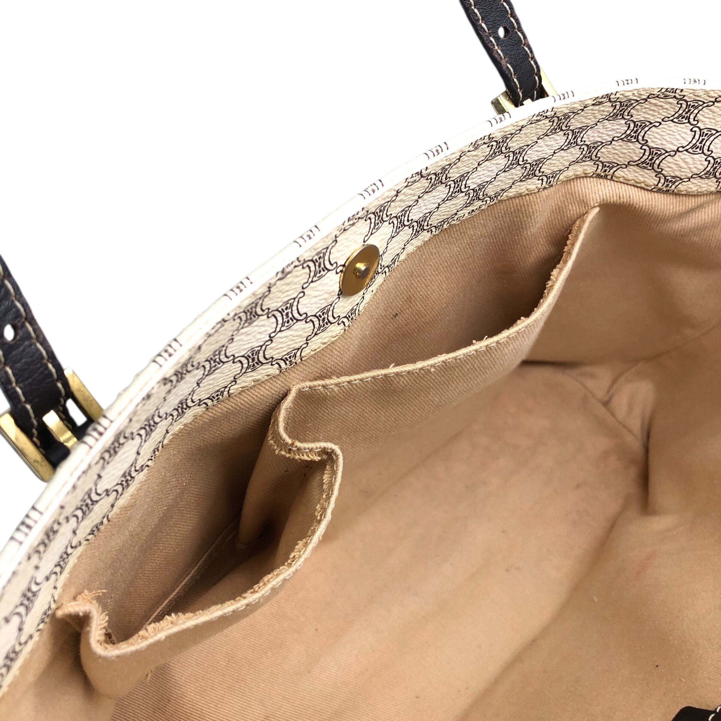 CELINE セリーヌ マカダム トートバッグ ホワイト PVC レザー vintage