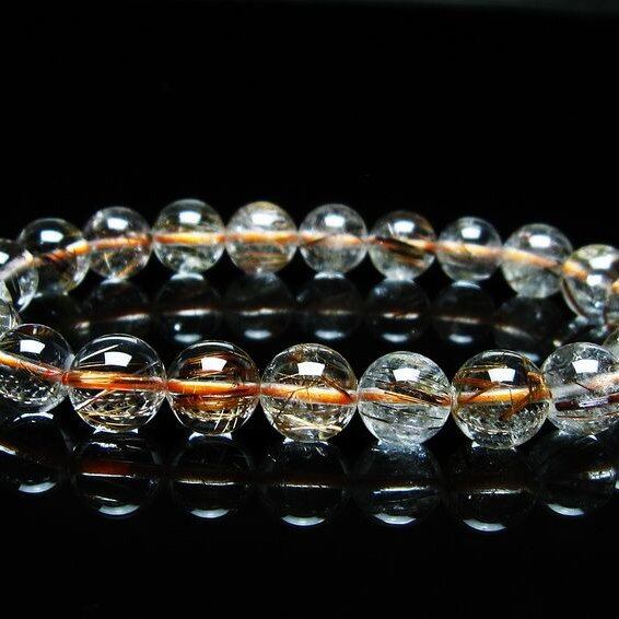 キャッツアイルチルクォーツ ブレスレット 8mm ルチルクォーツ ブレス 一点物 メール便可 [M便 1/10] 111-45842