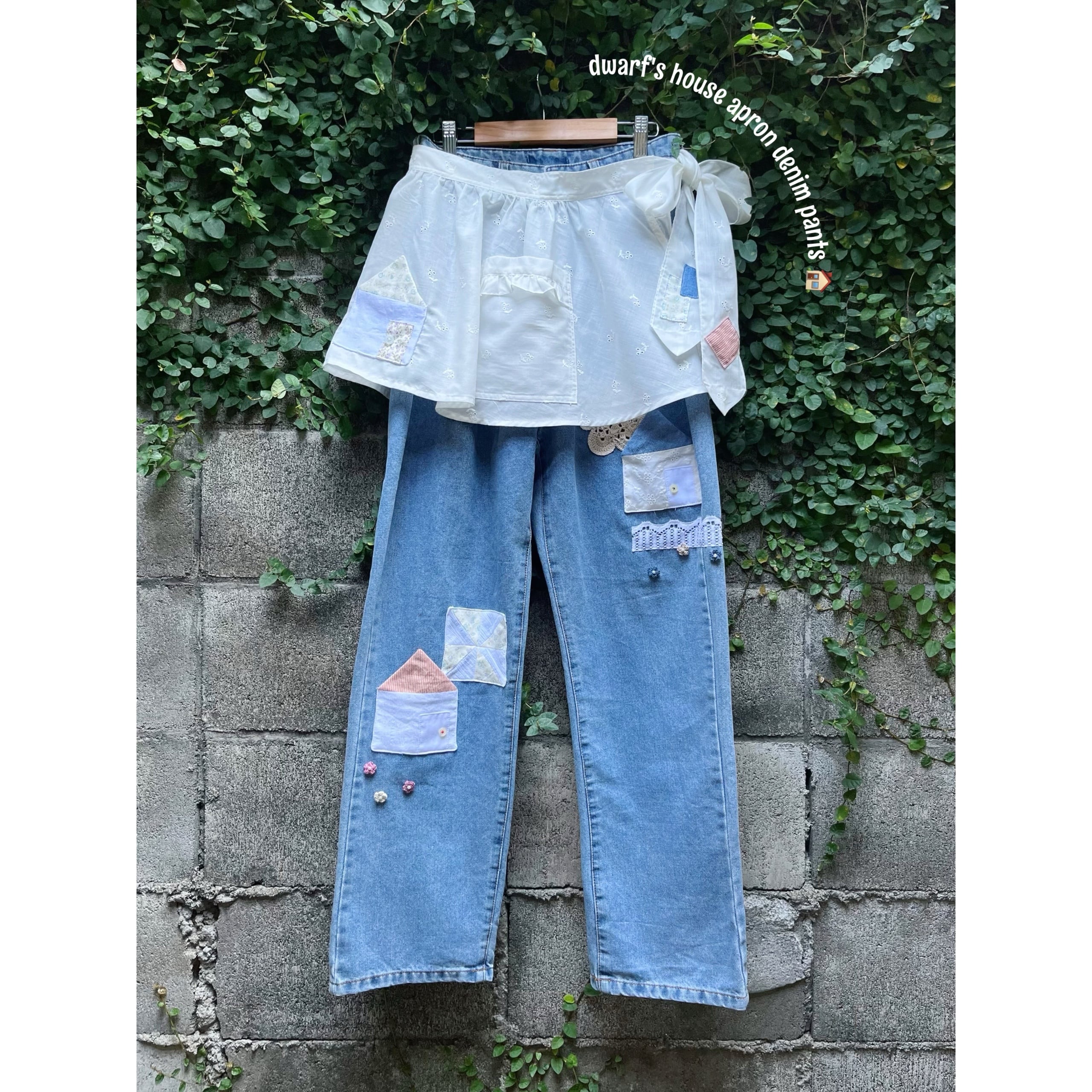 remake ✂︎ dwarf's house apron denim pants