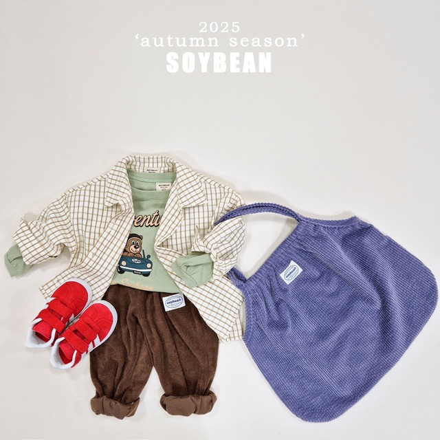 [即納XL]≪soybean≫mini car bear T-shirt olive 3