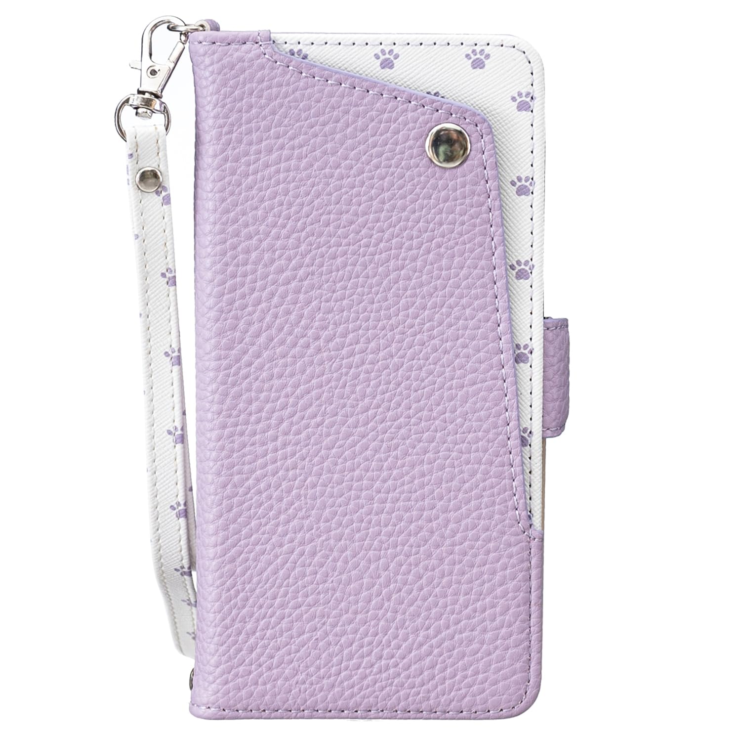 BOBOWTRK case for AQUOS R10 カバー アクオス R9ケース 通用SH-51F SH-M28 SH-51E 6.5インチ手帳型 かわいい猫の足跡 ストラップ付き カード収納 スタンド機能付き マグネット開閉式 財布型 小銭収納 全面保護 耐衝撃 (B4-紫, AQUOS R9/R10通用6.5インチ)