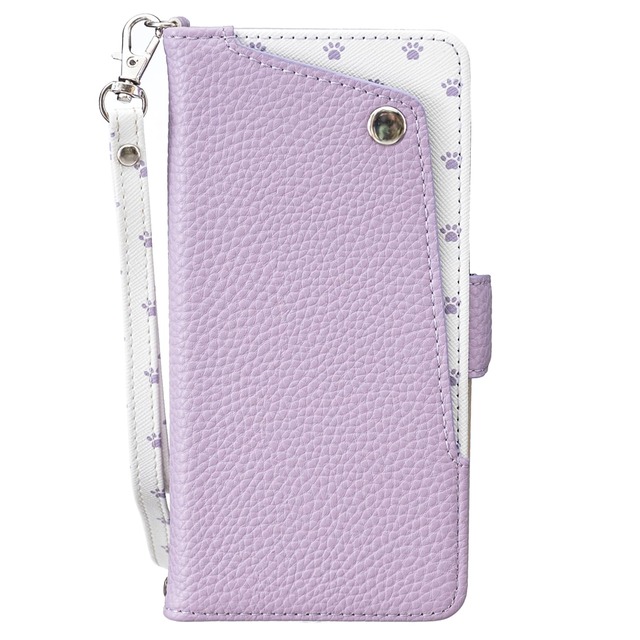 BOBOWTRK case for AQUOS R10 カバー アクオス R9ケース 通用SH-51F SH-M28 SH-51E 6.5インチ手帳型 かわいい猫の足跡 ストラップ付き カード収納 スタンド機能付き マグネット開閉式 財布型 小銭収納 全面保護 耐衝撃 (B4-紫, AQUOS R9/R10通用6.5インチ)