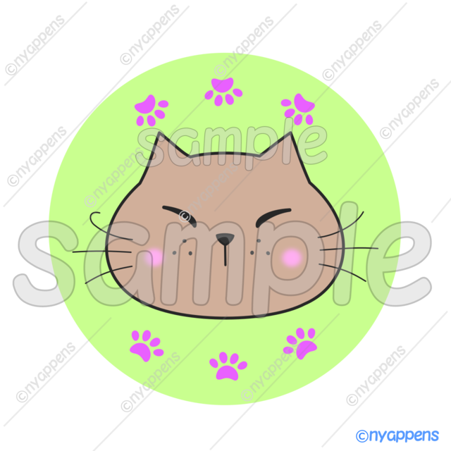 【商用利用OK】ほのぼの面白い顔の猫イラスト◇ヒゲまる（モカ）シールやアイコン、素材に！