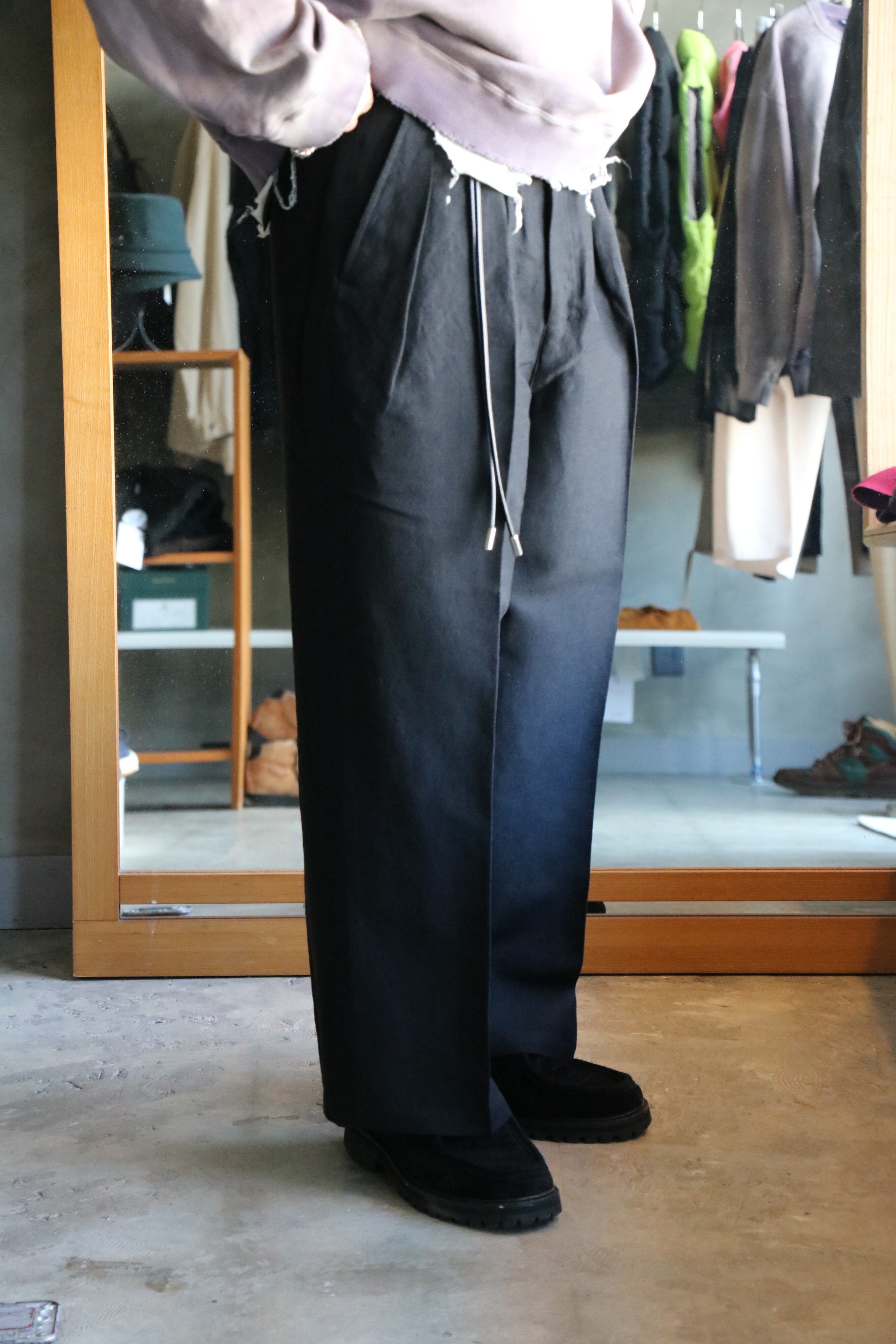 Ancellm / W/L WIDE EASY TUCK SLACKS / ANC-PT62 / アンセルム ウール 