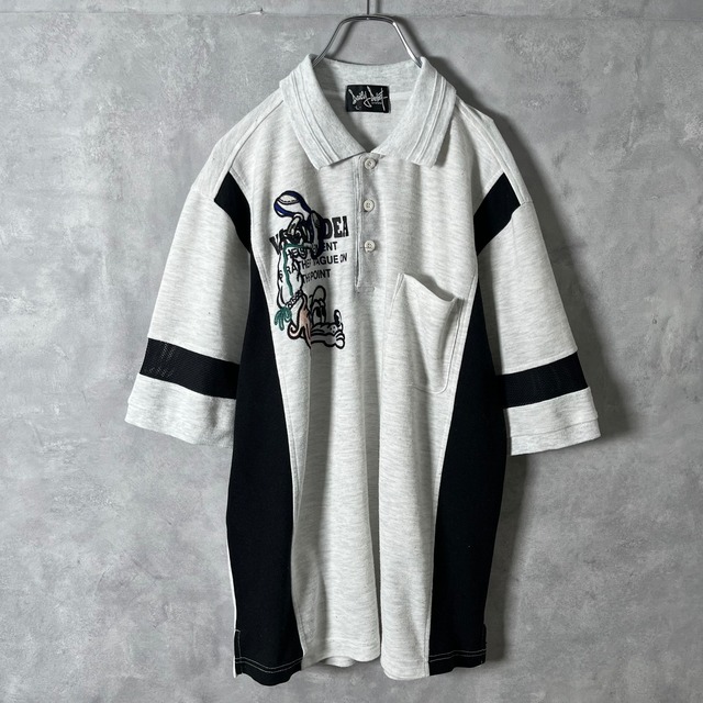 #6192 dog character embroidery mesh switch poloshirt