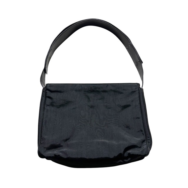 LOEWE black leather × nylon 2way shoulder bag