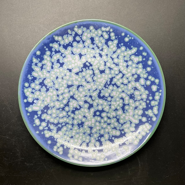 【陶あん】outlet京焼 清水焼 結晶釉（青）23.5cm丸平皿