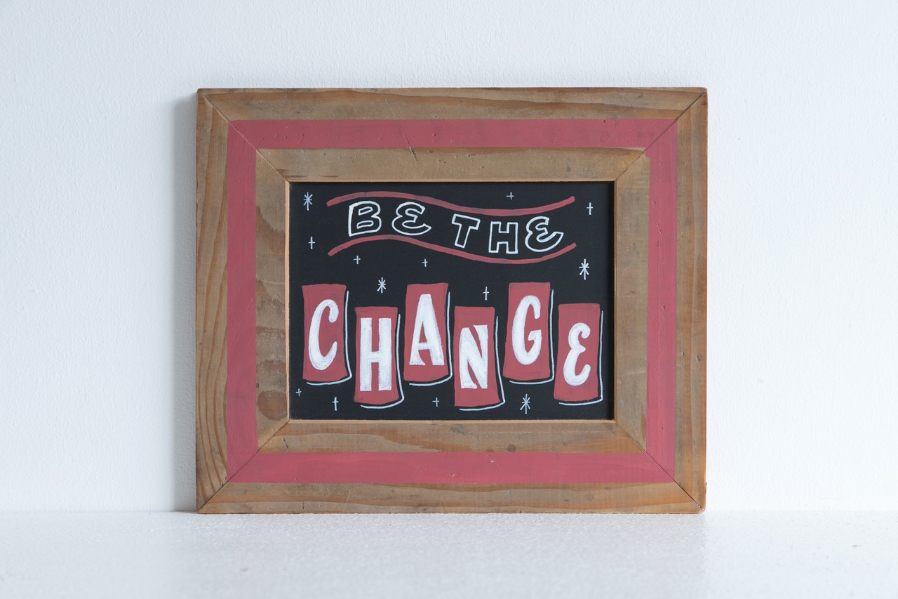 WHW!の看板 | BE THE CHANGE | 黒板