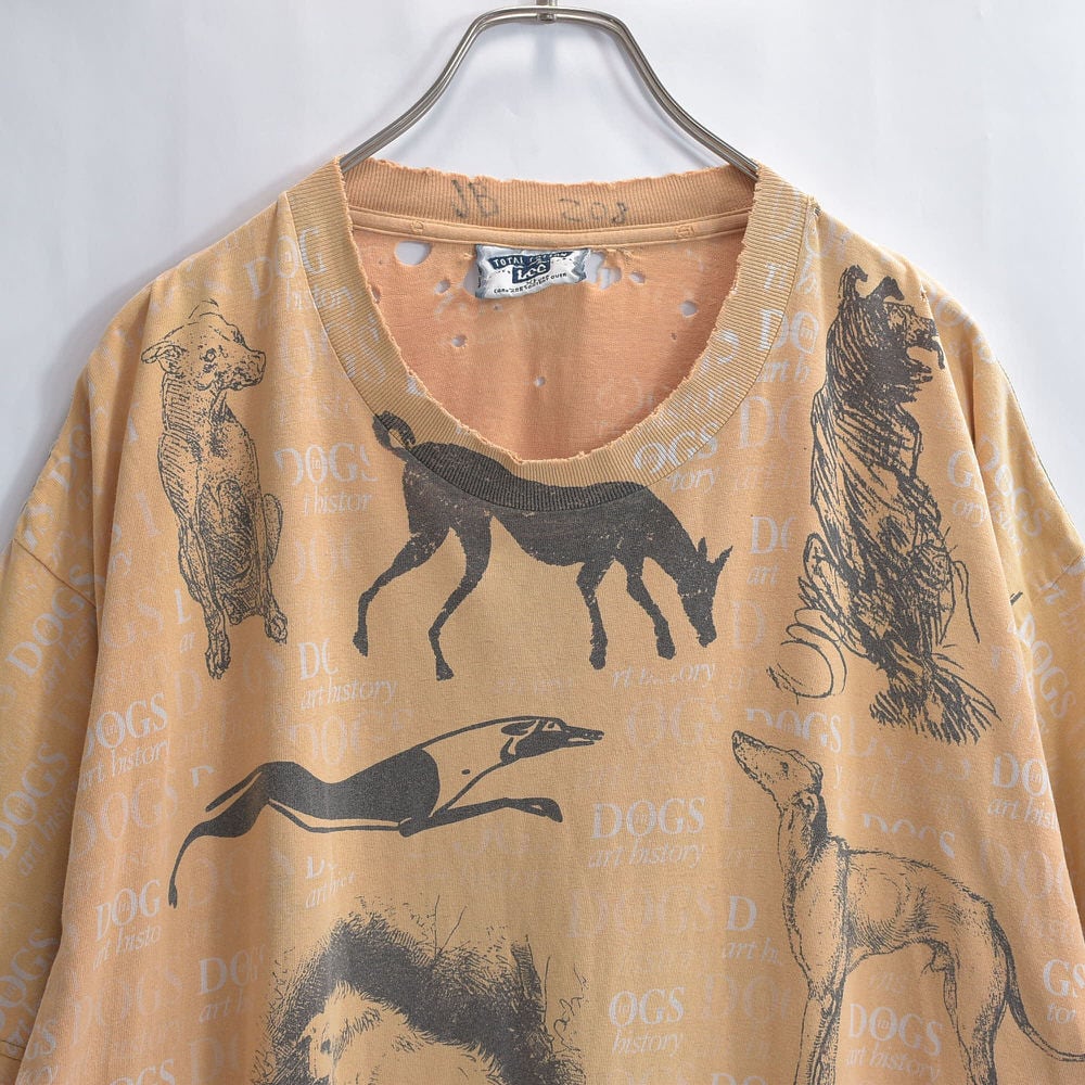 90s アメリカ製 BORO Lee リー DOGS art history ドッグプリント T 90s アメリカ製 BORO Lee リー DOGS art history ドッグプリント T