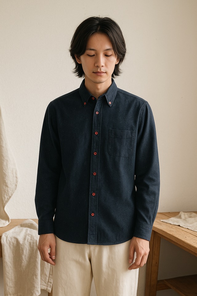 ▪︎日常便 – 11月の服▪︎ ネップミックスダンガリー  スクエアカットシャツ BGB 長袖