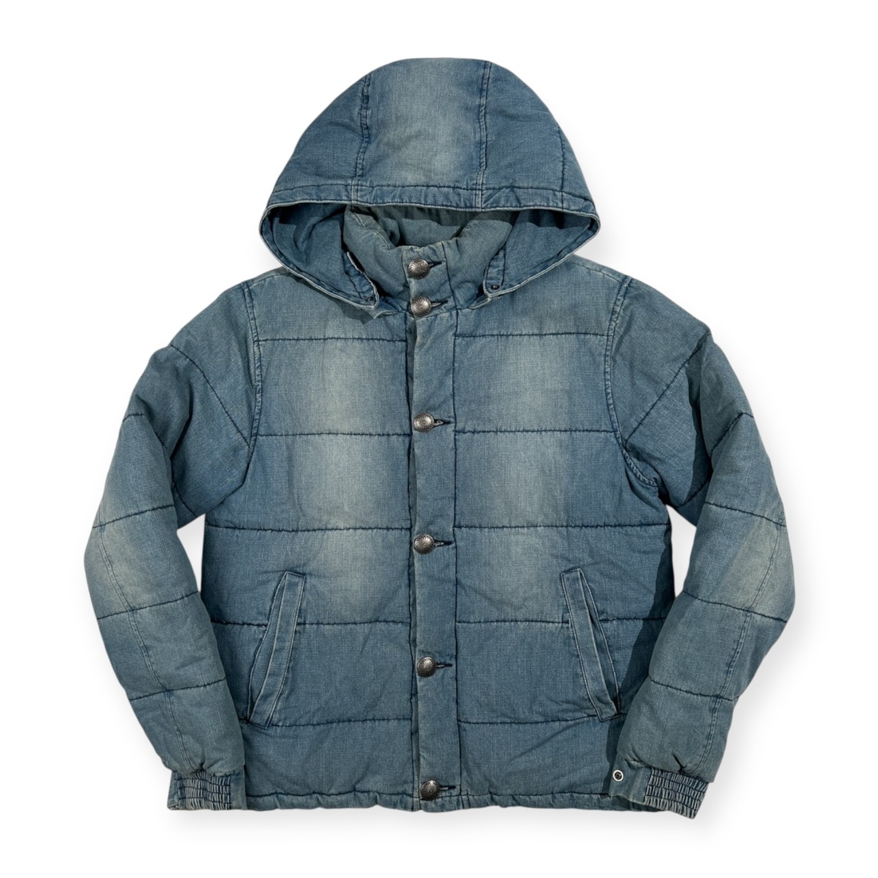 EDIFICE エディフィス コンチョボタン ユーズド加工 デニム 中綿 パーカー ジャケット サイズ M