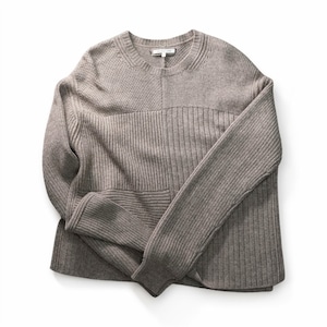 “HELMUT LANG” Multi texture slit design cashmere blend panel knit sweater