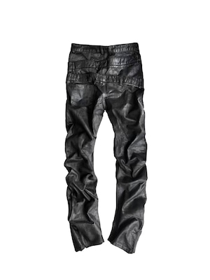 【CinderVein】Triple Waist Paneled Coated Denim Pants