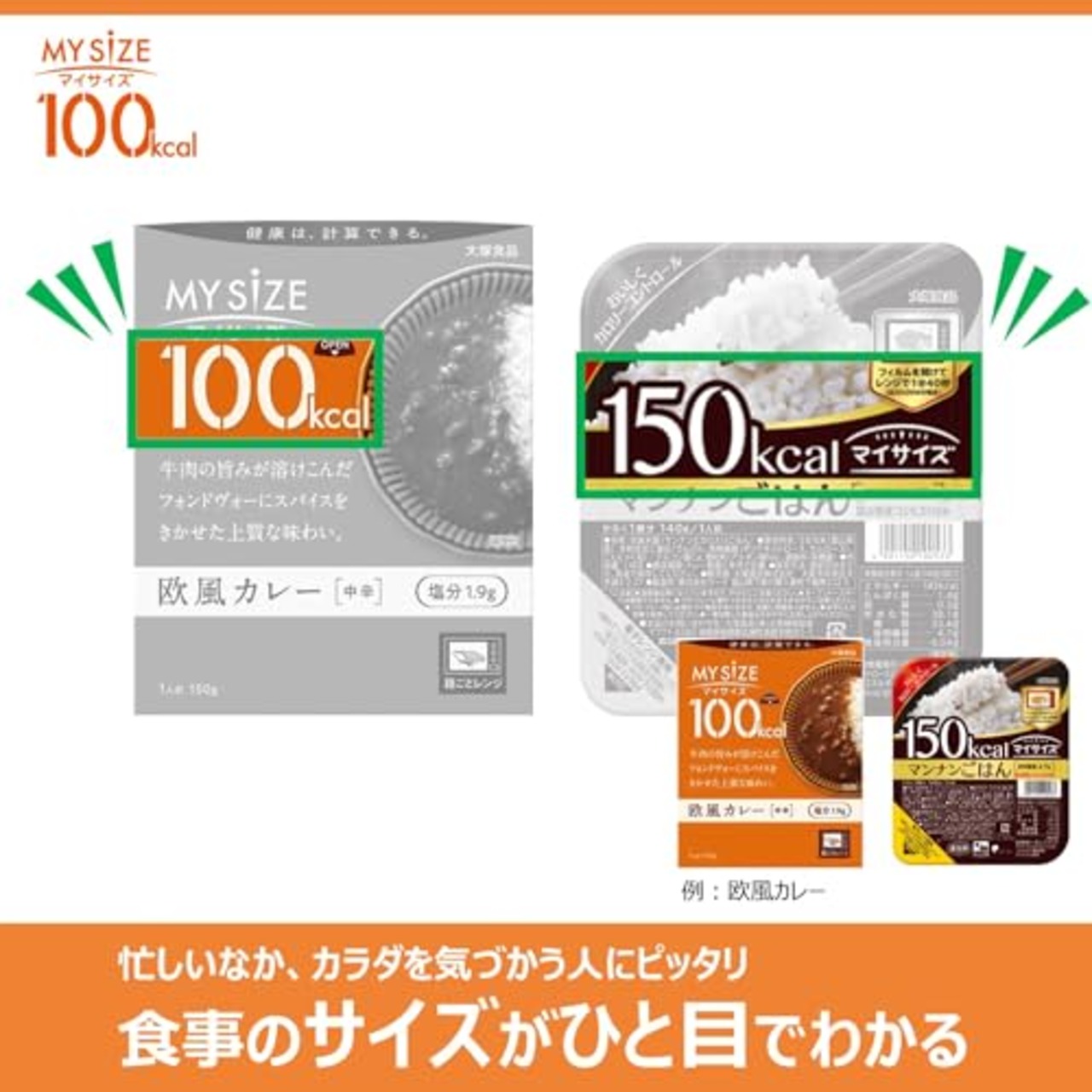 マイサイズ 大塚食品 100kcalマイサイズ キーマカレー 中辛 100g カロリーコントロール レンジ調理対応 塩分2g以下設計