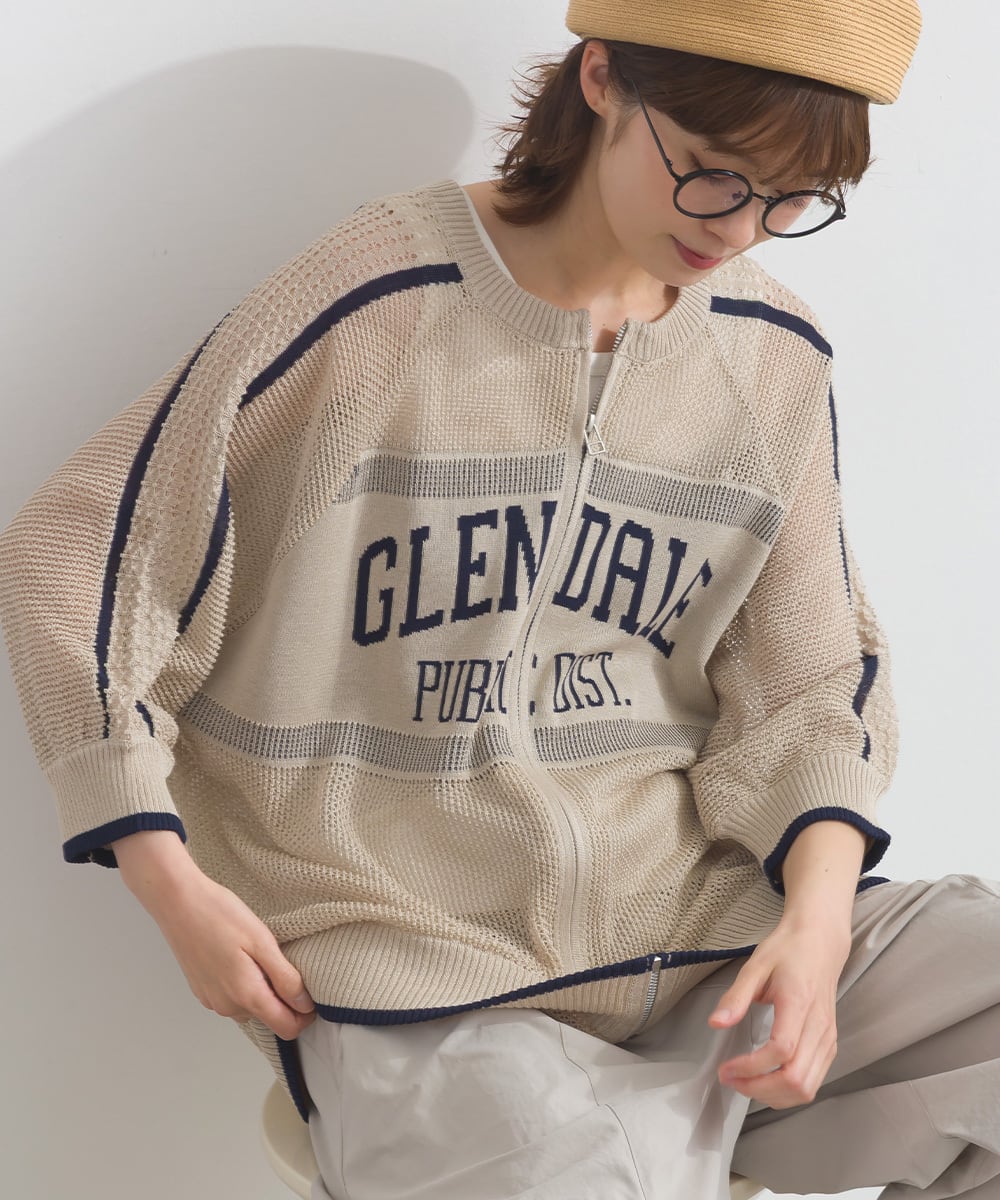 P261098 トラック透かし編みZIPジャケット / Openwork Knit Track Zip