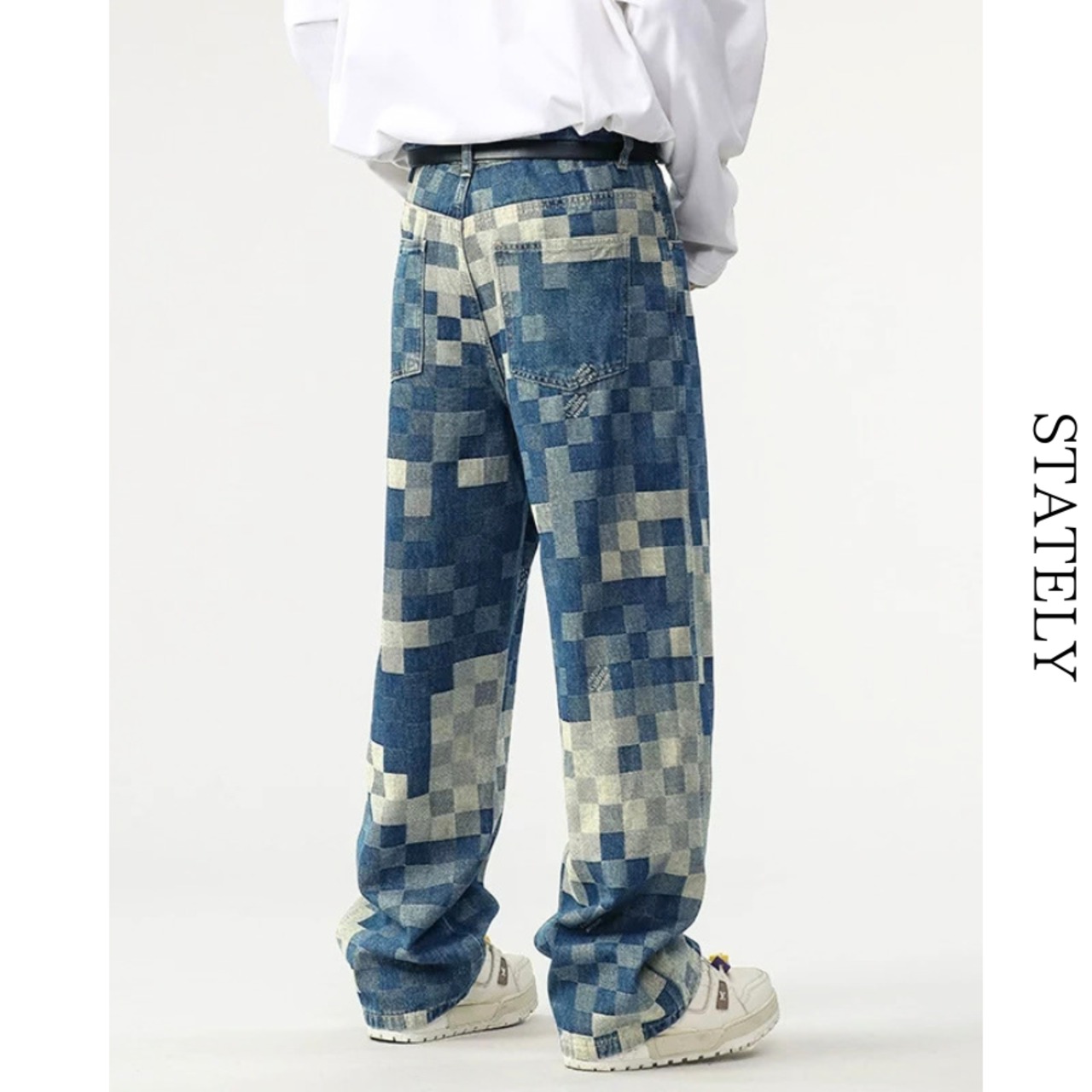 Check Patchwork Denim Pants_B63・画像4