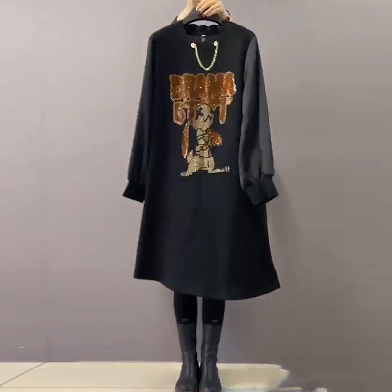 スプリングパターンドレス 大きめサイズ 春物 ミックスインファッション93884896294