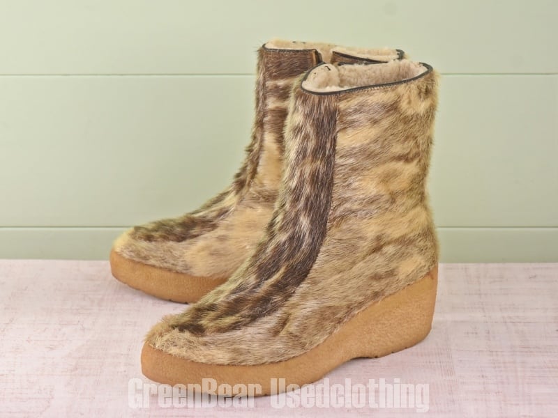 ビンテージエスキモーブーツアザラシ毛カワイイ茶ブラウンレディース