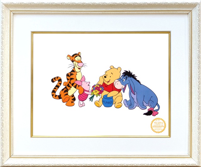 ディズニー・セル画「クマのプーさん」額縁2種選択可 展示用フック付 インテリア アート Disney セル画 絵画