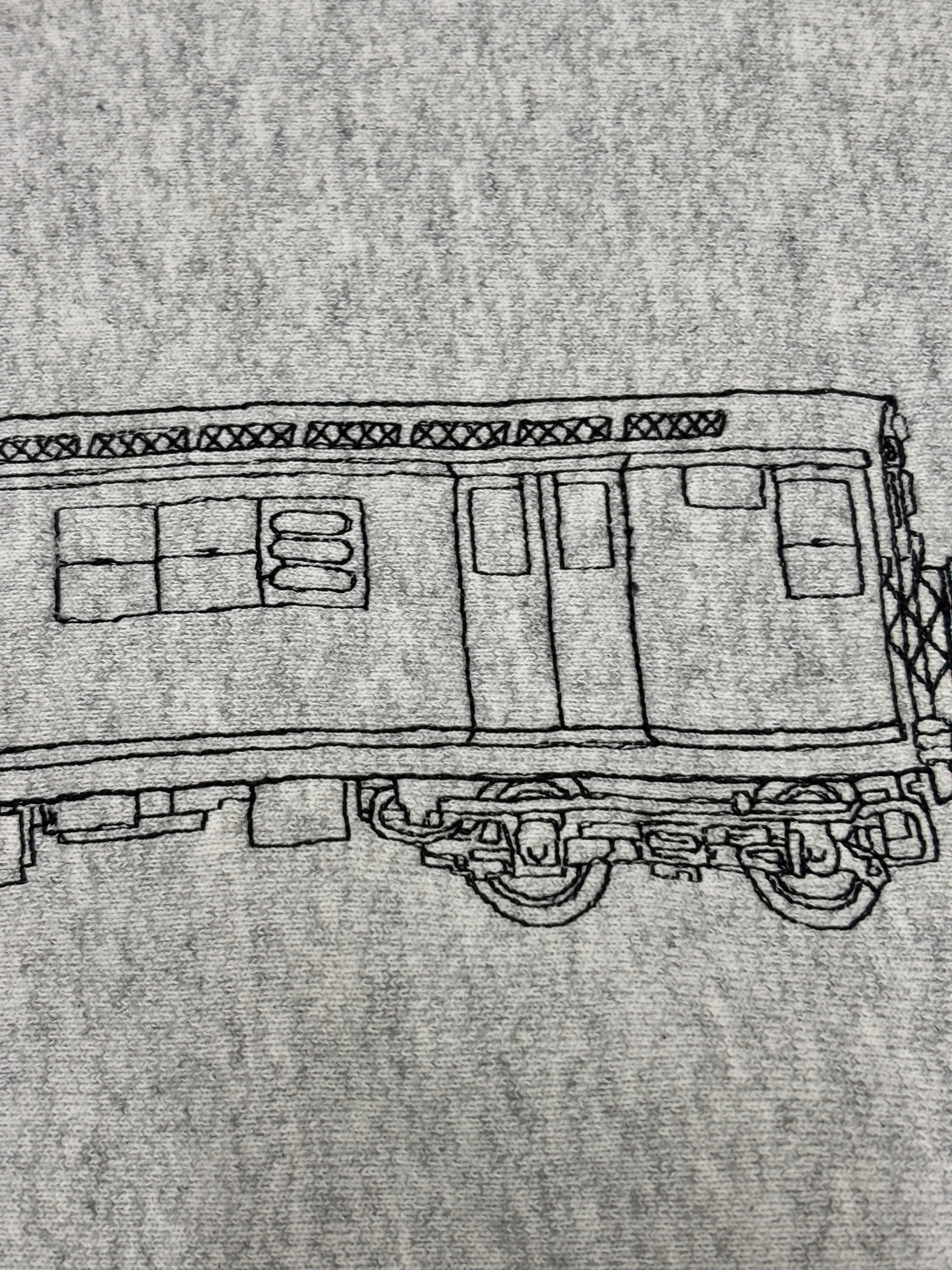 90s SUBWARE/Train embroidery Sweat/L/電車刺繍/スウェット/グレ