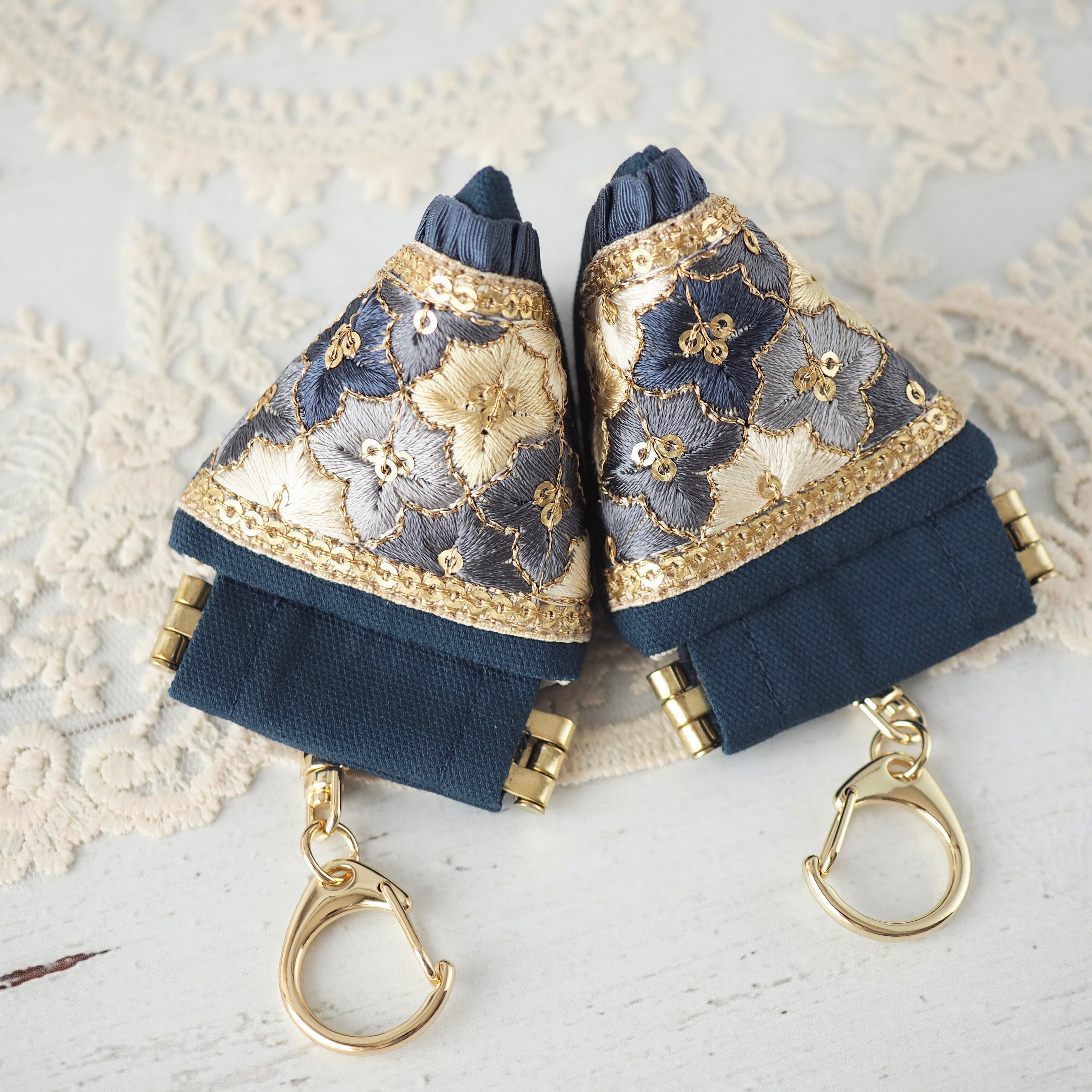 インド刺繍リボン ミニテトラポーチ | Link.hand-made インド刺繍ポーチ