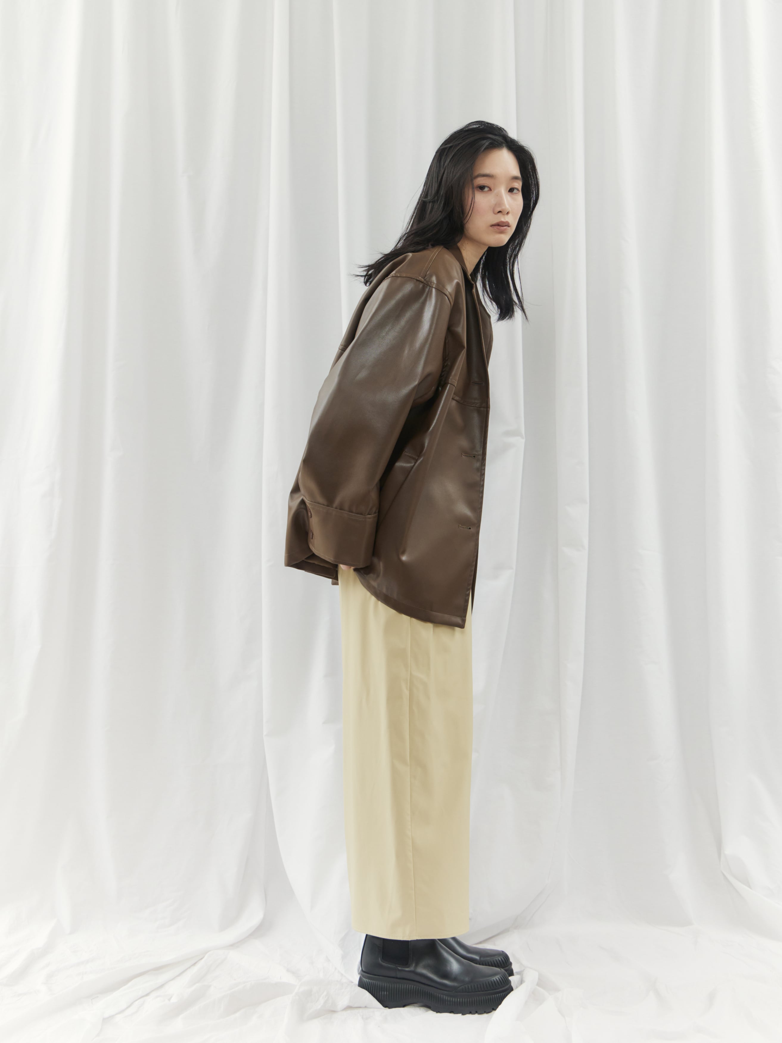 ウォッシャブル加工／FAUX LEATHER SKIRT（ﾌｪｲｸﾚｻﾞｰｽｶｰﾄ）【5876100