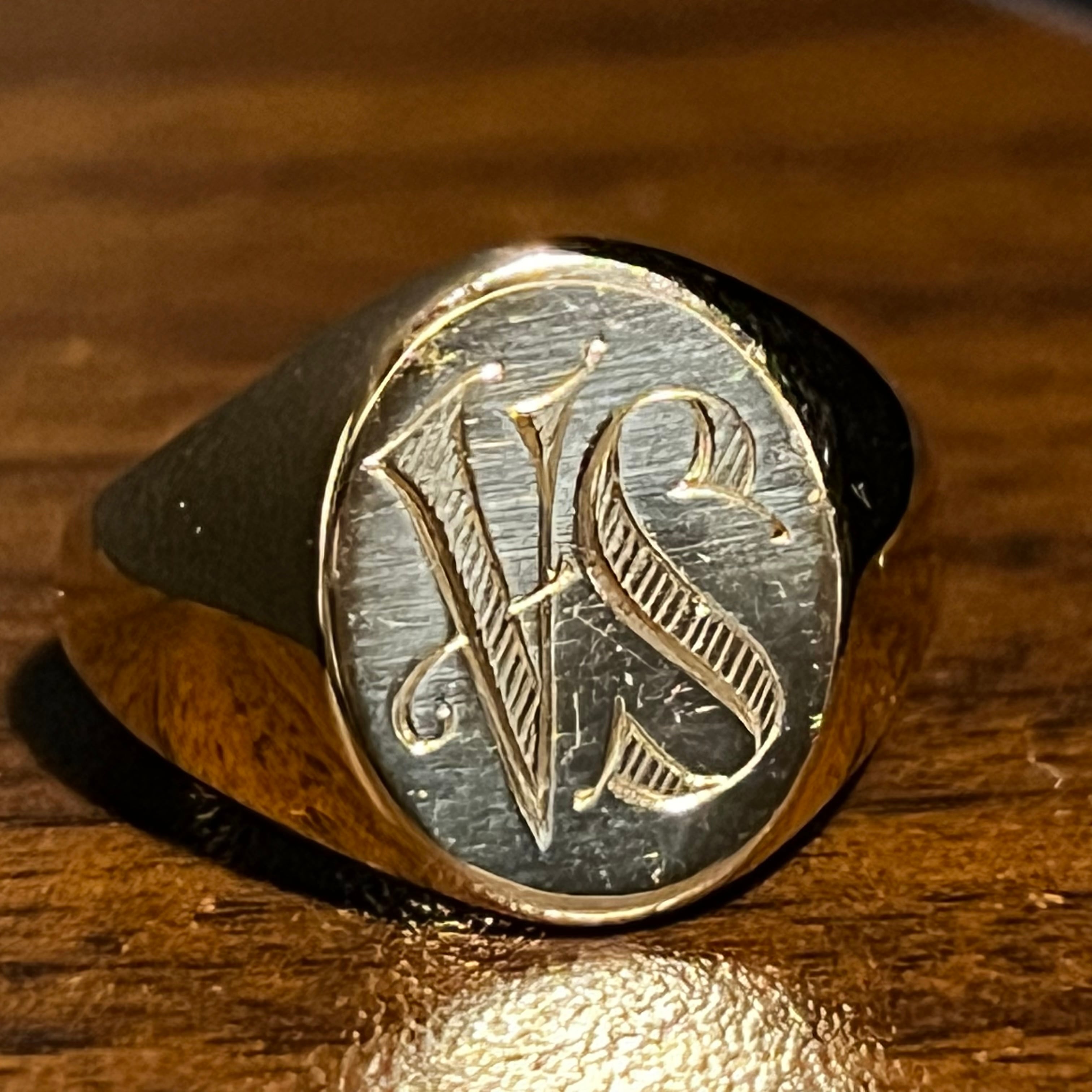 VINTAGE TIFFANY & CO. 14K Gold “VS” Monogram Signet Ring ...