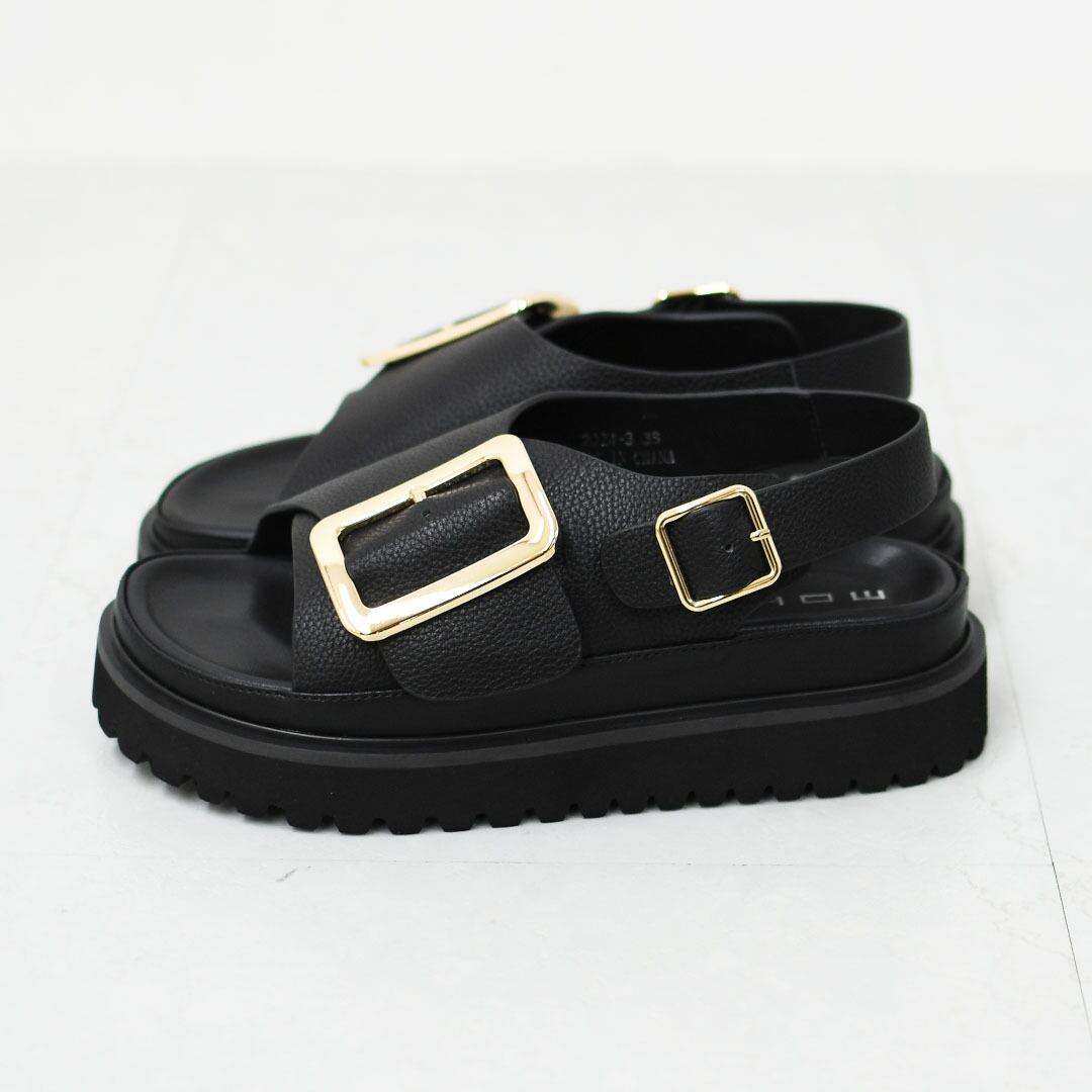 L'Appartement【MOHI/モヒ】GOLD BUCKLE SANDAL MOHI [モヒ] Grain Leather BIG Buckle Strap Platform Sandals [2024