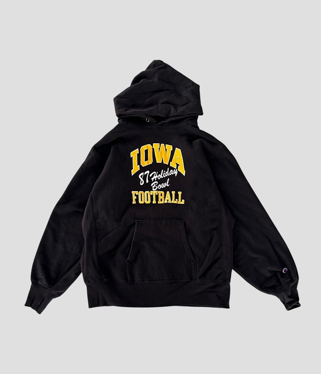 -Champion- Vintage 80s XL IOWA FOOTBALL Reverse Weave Hoodie made in USA