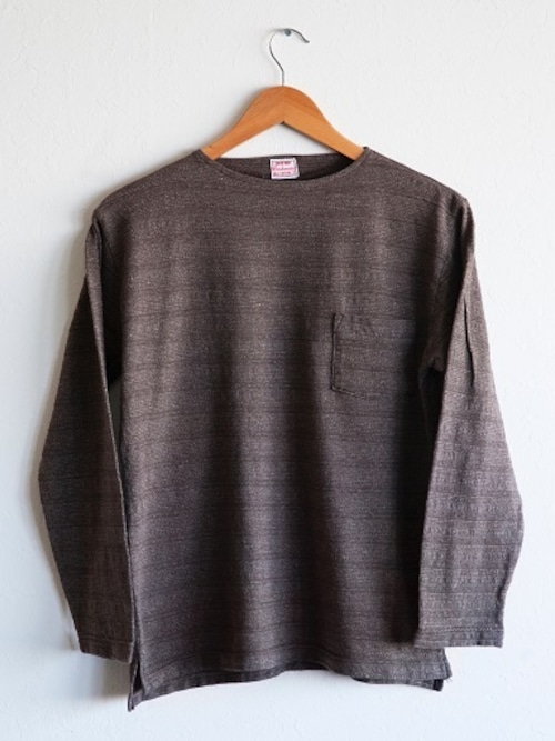 CUSHMAN(クッシュマン)～JACQUARD BORDER BOATNECK TEE BROWN～