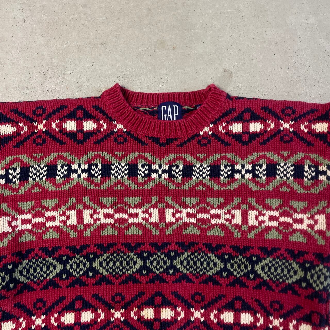 90年代 GAP オールドギャップ 総柄 コットンニットセーター メンズM 