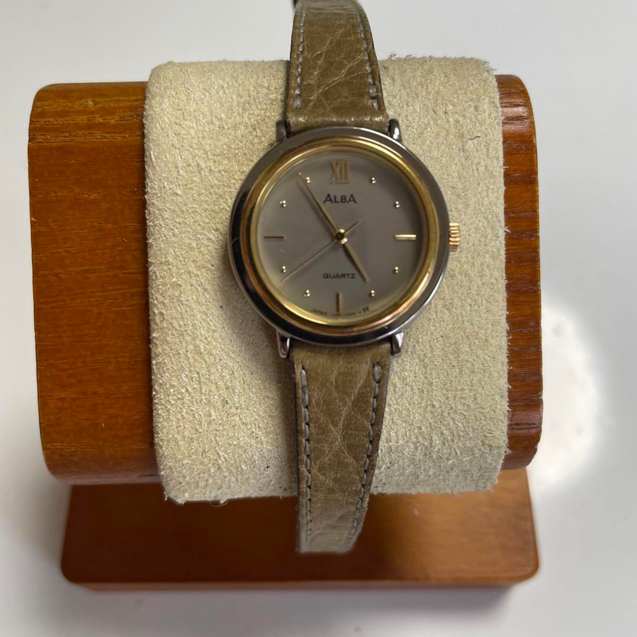 ALBA クォーツ腕時計 グレー文字盤 レザー ベルト