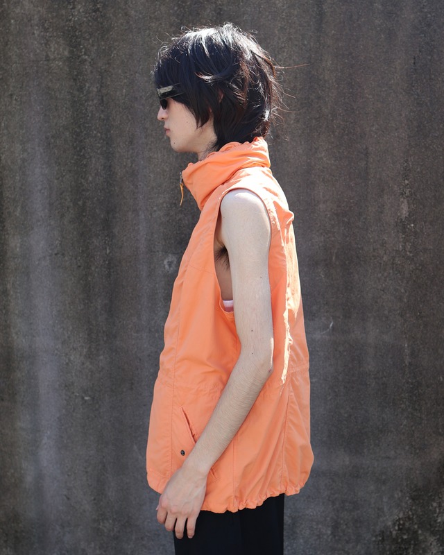 Waist drawstring nylon zip vest