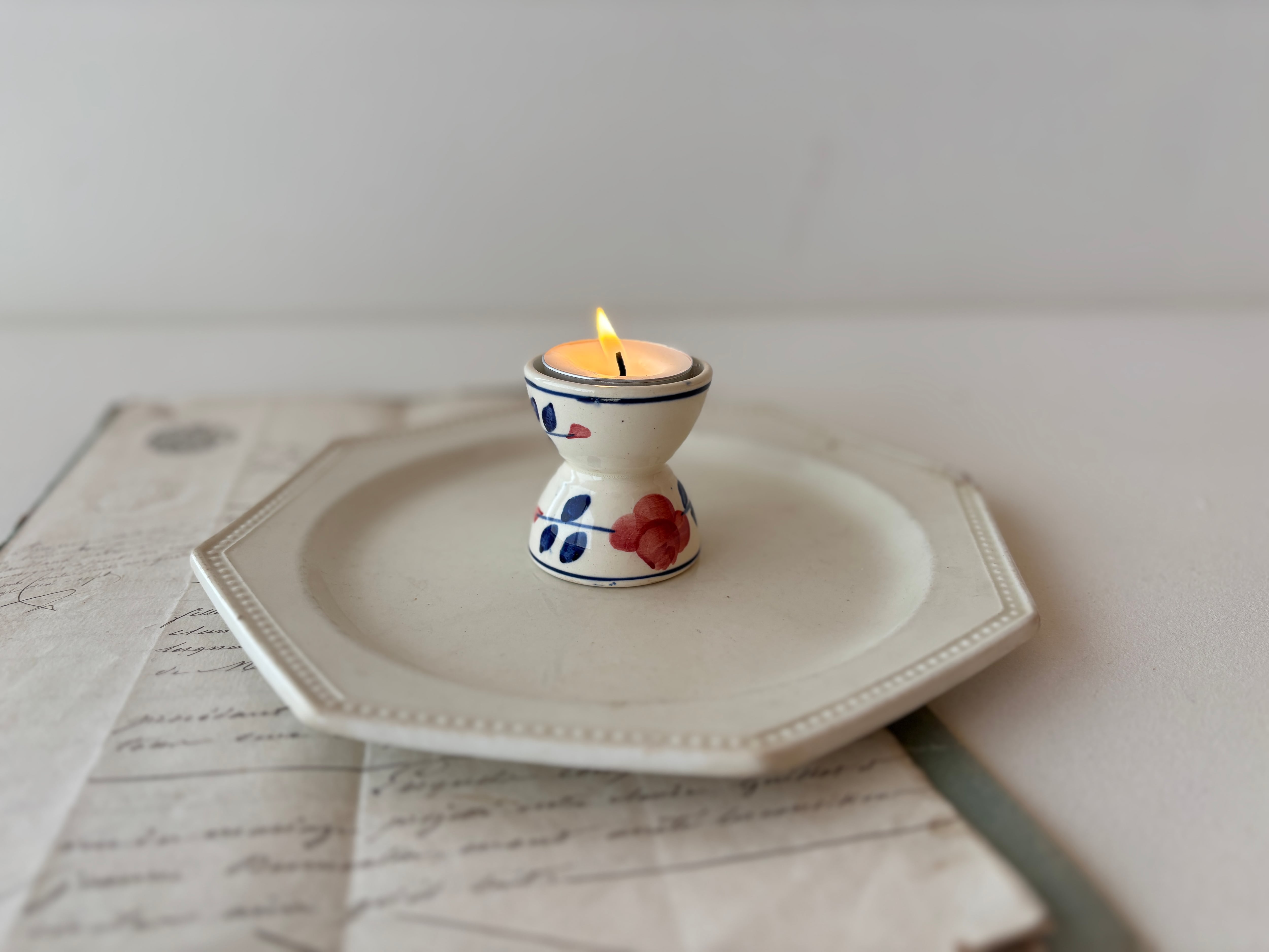 【O】フランスアンティーク コクティエ エッグカップ エッグスタンド 手彩色