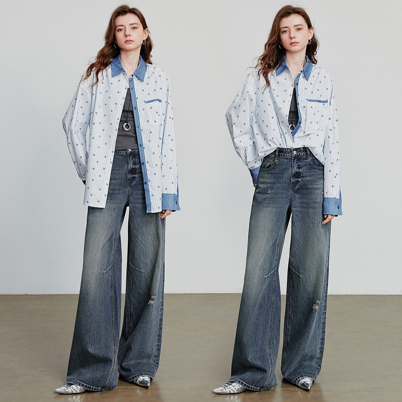 Striped Bowknot Blouse Shirt / ストライプ ボウノット ブラウス シャツ