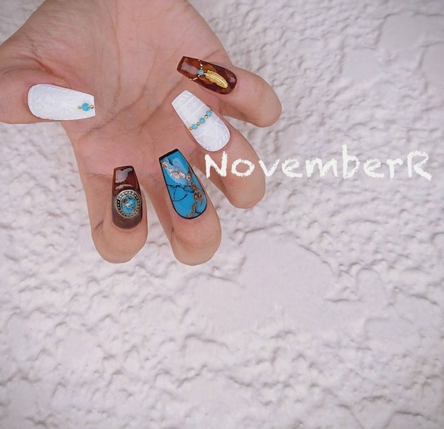 La354 ネイティブアメリカン風ネイルチップ Novemberr ネイルチップ販売