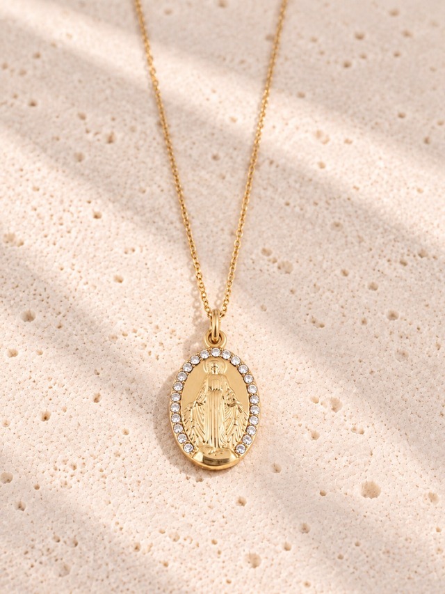 316L hawaiian zirconia medai necklace #n47