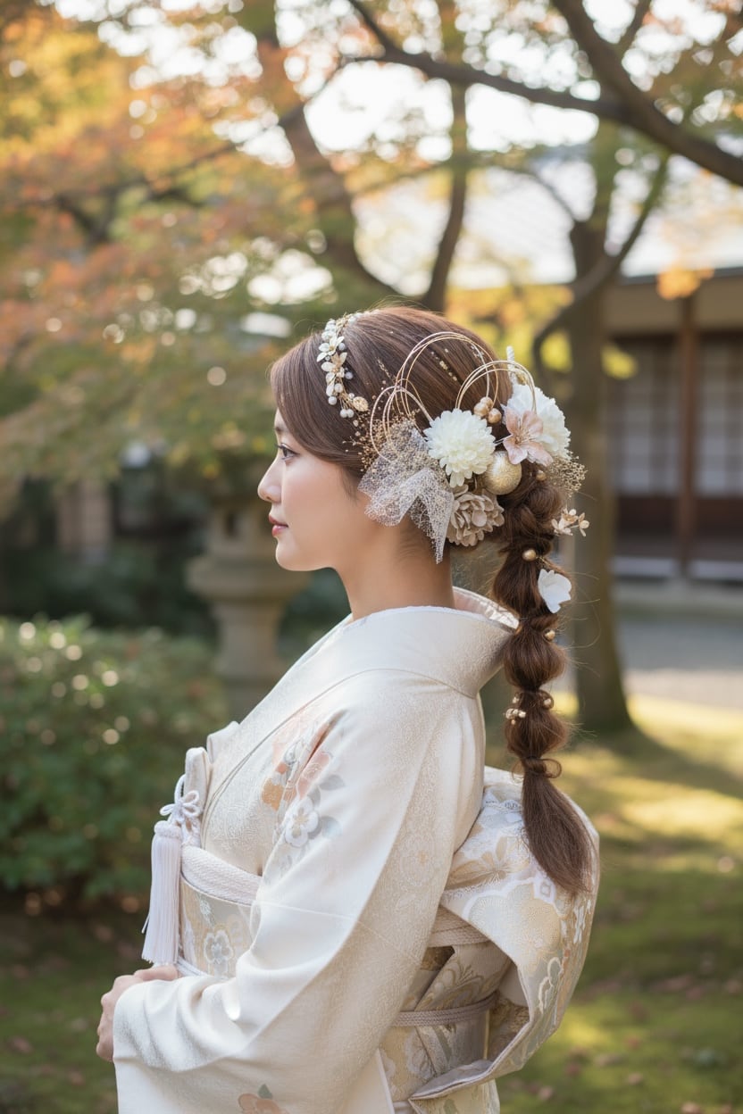 ゴールドカチューシャ＆髪飾りセット 成人式髪飾り 成人式髪飾り 紐