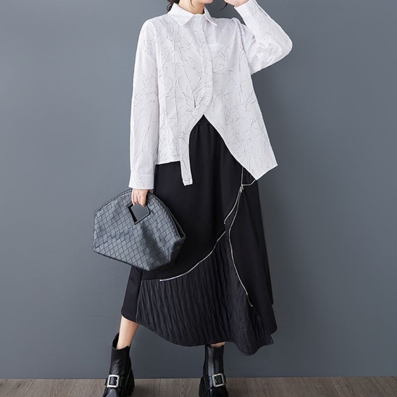 プレスデザイン アシンメトリー シャツ 00077