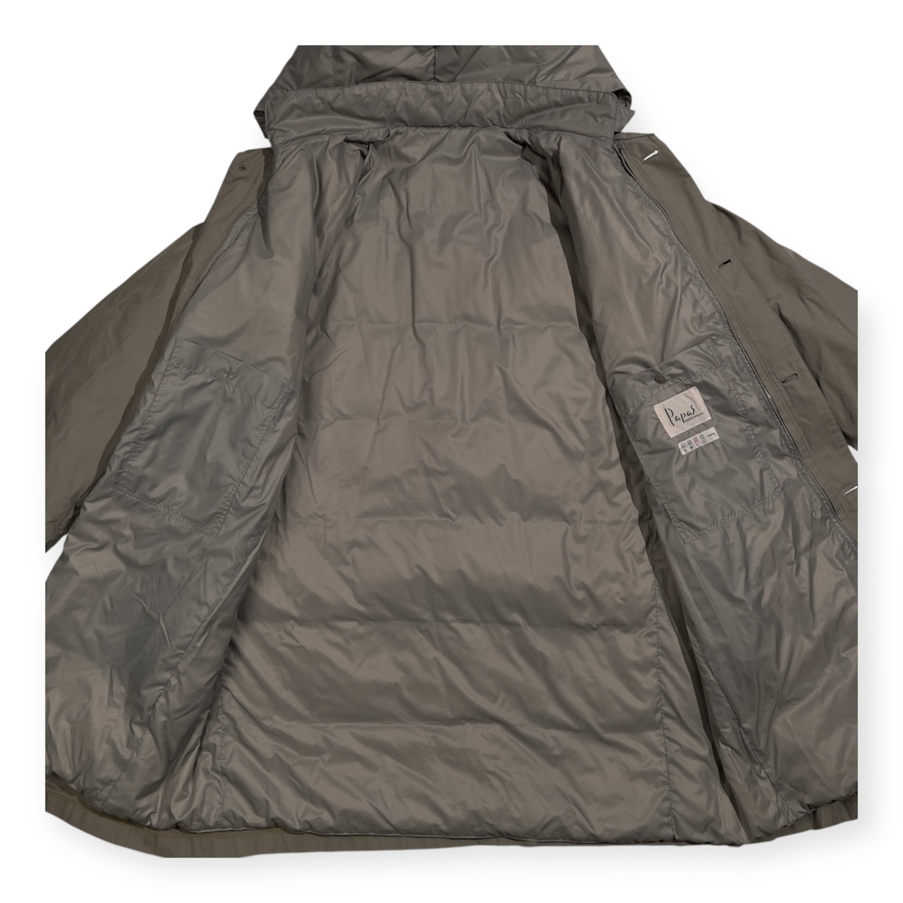 PAPAS パパス 2WAY ダウンライナージャケット付き スタンドカラー コート ジャケット サイズ50 L /カーキベージュ/メンズ