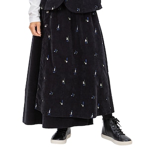 【最新作】シャンブレーベルベット 飛び柄刺繡ラップスカート【256-5148】