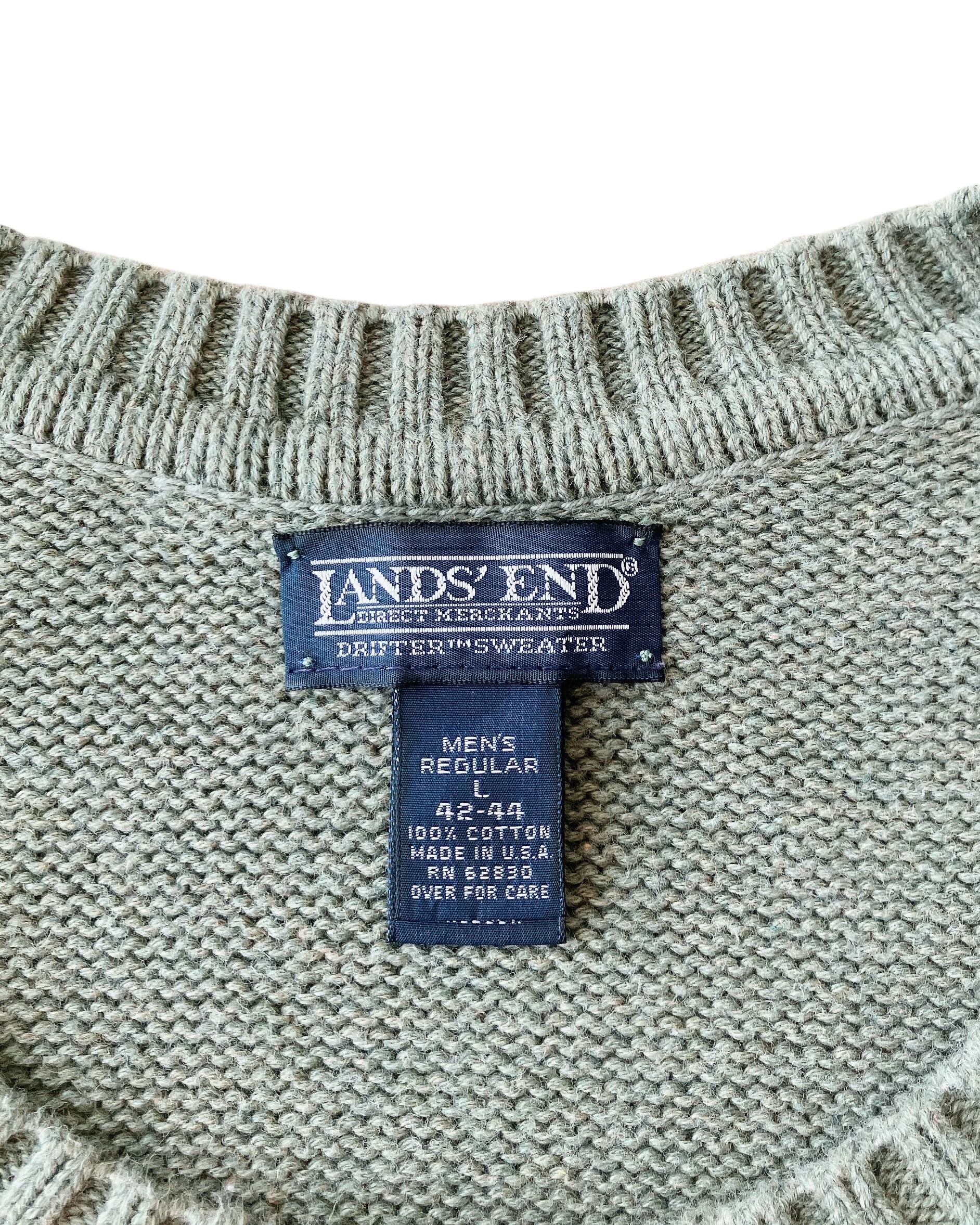 90s LANDS'END DRIFTER SWEATER Cotton Knit made in USA / ランズ