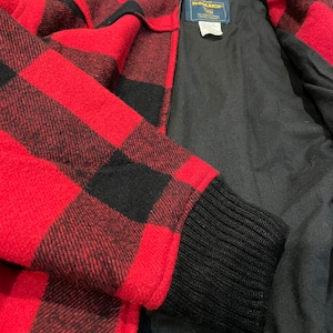 【WOOLRICH】ウールジャケット バッファローチェック ブロックチェック ブルゾン ウールリッチ M アメリカ古着